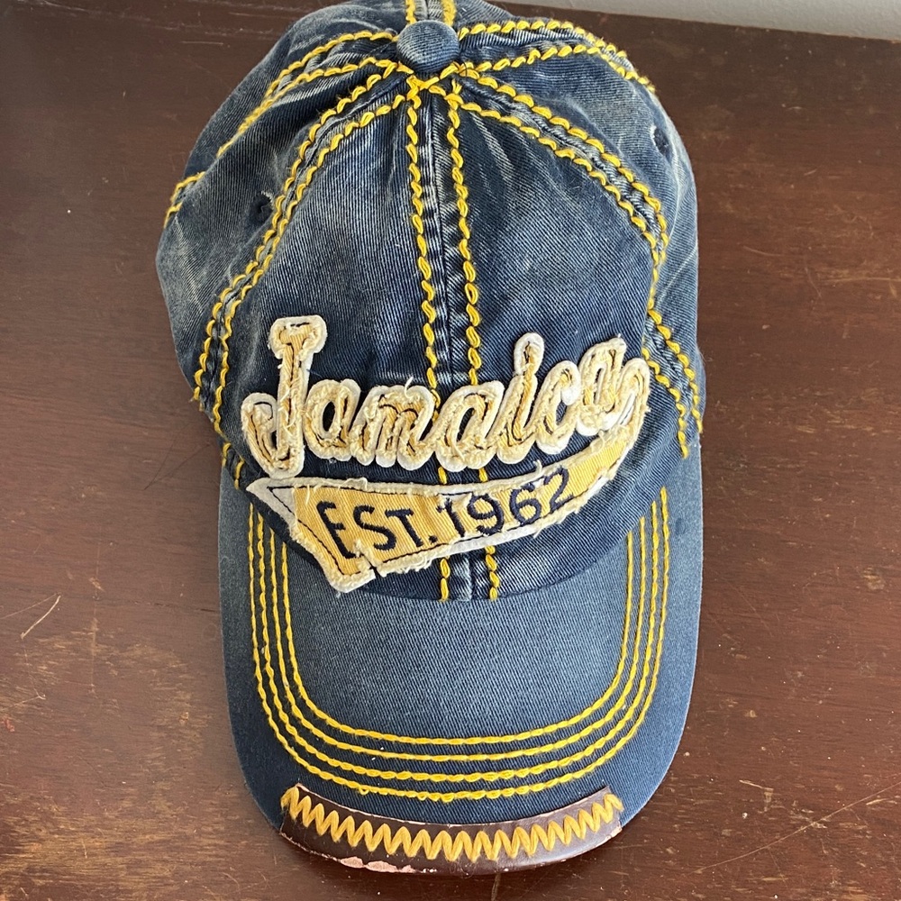 Vintage Blue Cap with Yellow Embroidery